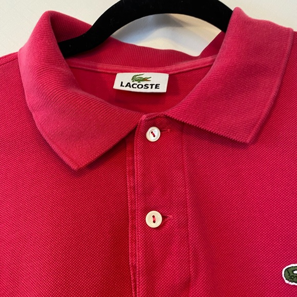 Lacoste Mens Fuschia Pink 100% Cotton Pique L. 12.22 Short Sleeve Polo Shirt XXL - Picture 6 of 17